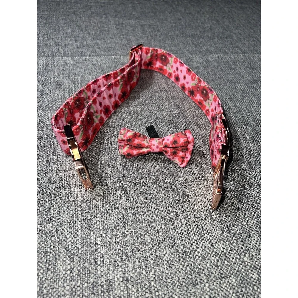 Floral Pattern Dog Collar , Red ,green , Pink, Green Colors Fit 12 To 22